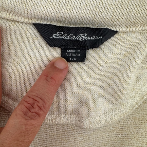 Eddie Bauer women’s Cream Full Zip Knit Sweater size L zipper needs fixing - Picture 3 of 7